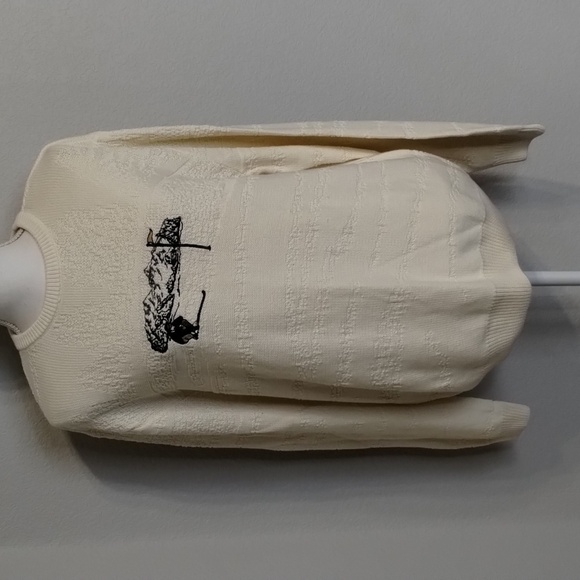 Cypress links golf sweater men's size medium cream golf logo 100% cotton - Picture 1 of 7